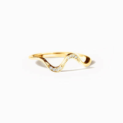 Wave Shaped 925 Sterling Silver Micro Pave Clear Cubic Zirconia Finger Rings