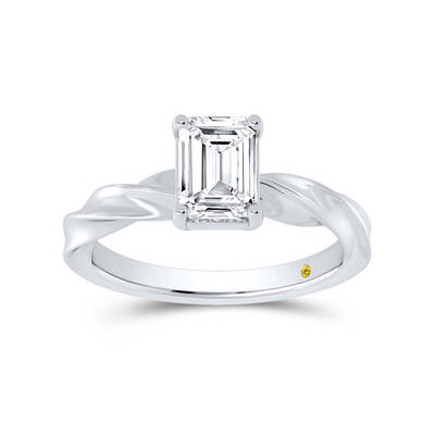 Ripple Emerald Cut Lab Created Solitaire Diamond Ring | 10K White Gold 2 1/2 CT. TW.