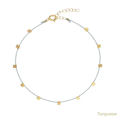 Hilo Anklet | Metal Color: Gold | Color: Turquoise