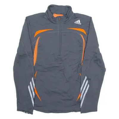 ADIDAS Cycling Mens Jersey Grey Long Sleeve 1/4 Zip S