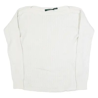 LAUREN RALPH LAUREN Womens Jumper Cream Tight Knit XXS