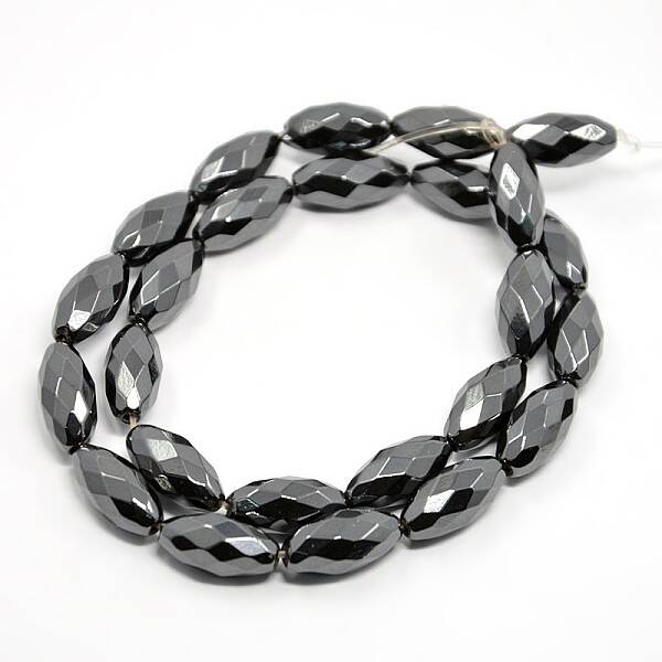 Electroplate Gorgeous Faceted Magnetic Rondelle Synthetic Hematite Beads Strands
