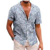 Father's Day Gift,COOFANDY B Men's Cotton Linen Tropical Holiday Beach Shirt Classic Floral Menswear Top Overall Collar Casua...