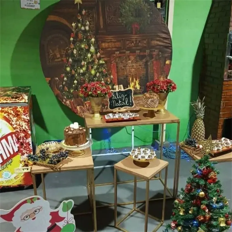 Aperturee Circle Brown Wall And Christmas Tree Backdrop For Party | Diy Christmas Backdrop | Christmas Background Photography...