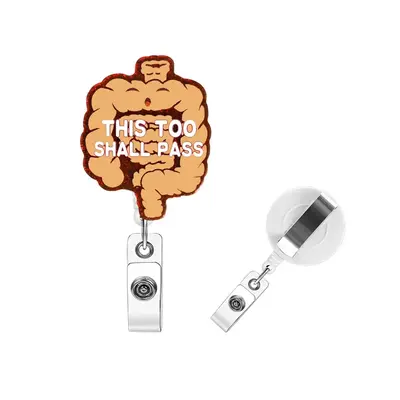 Creative Letter Design ID Card Badge Holder, 1 Count Retractable Badge Reel, ID Card Badge Buckle for Nurse, Student, Worker,...