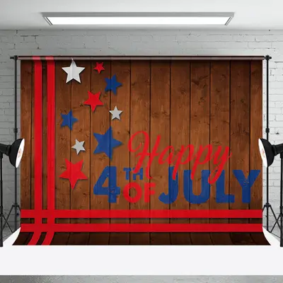 Retro Wooden Usa Flag Happy 4th Of July Backdrop