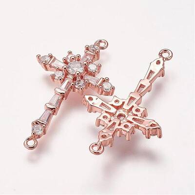 Brass Micro Pave Cubic Zirconia Links