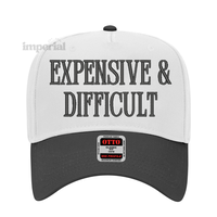 Expensive & Difficult Embroidered Trucker Hat- Imperial The Label, Funny Statement Cap, Premium Otto Cap, Adjustable Mesh Bac...