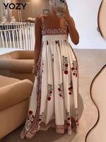 YOZY Women's Floral Print Backless Dress, Boho Sleeveless Dress for Beach Holiday Vacation, Ladies Summer Clothes