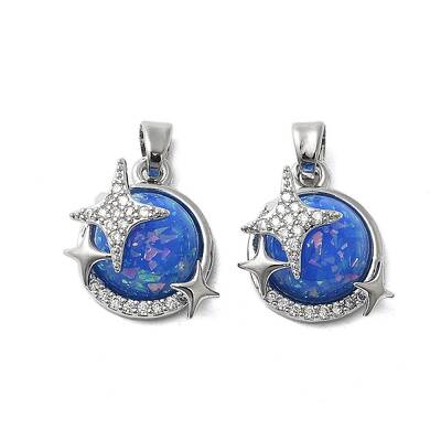 Brass Micro Pave Cubic Zirconia with Resin Pendants
