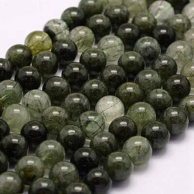 Natural Green Rutilated Quartz Beads Strands