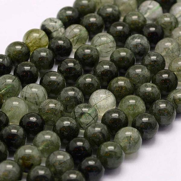 Natural Green Rutilated Quartz Beads Strands