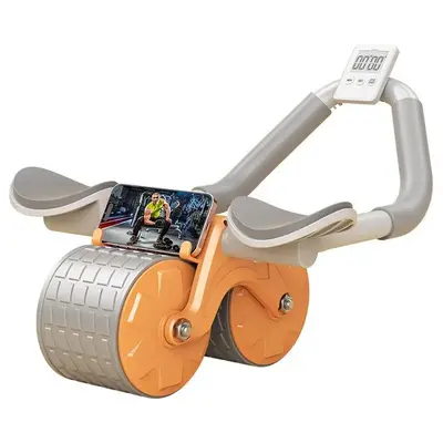 Abdominal Exercise Wheel, Portable Automatic Rebound Ab Training with Counting & Mobile Phone Holder & Elbow Support, Househo...