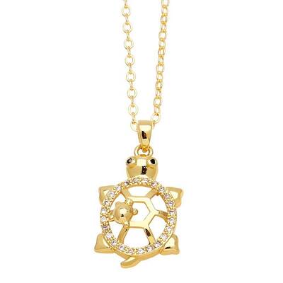 Brass Micro Pave Cubic Zirconia Pendant Necklaces for Women