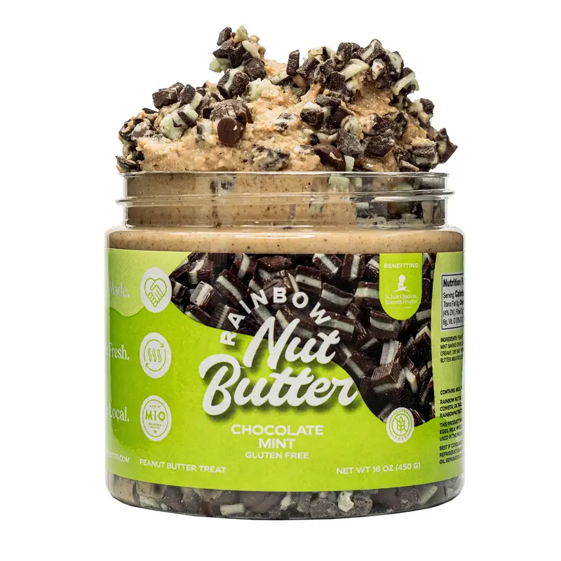Rainbow Nut Butter Chocolate Mint Peanut Butter Chocolate Chips Snack Treat - 16 oz Jar, Sweet & Creamy, Vegetarian, No Added...
