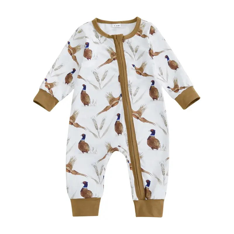 Newborn Baby Boy Girl Hunting Outfit Mallard Duck Romper Long Sleeve Zipper  Jumpsuit Fall Hunter Clothes #Springtok