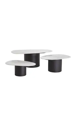 White Ceramic Marble Coffee Table Set (3) | Eichholtz Zane