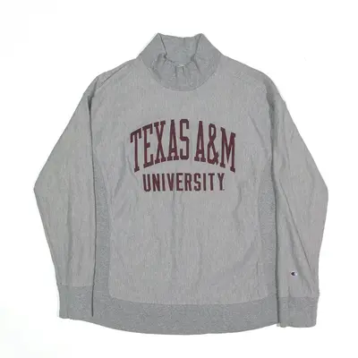 CHAMPION Reverse Weave Texas University Sweatshirt Grey High Neck Mens S