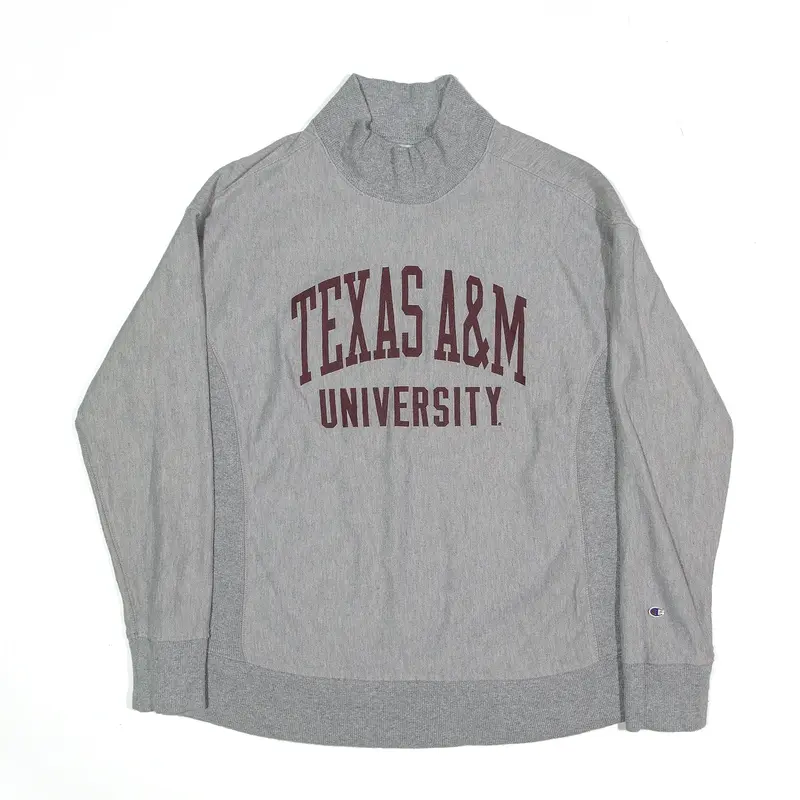 CHAMPION Reverse Weave Texas University Sweatshirt Grey High Neck Mens S