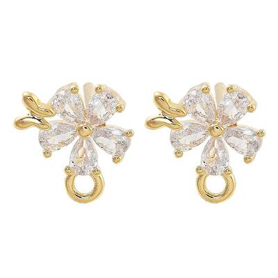 Brass Clear Cubic Zirconia Stud Earring Findings