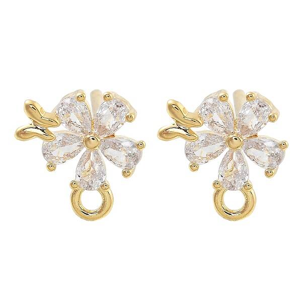 Brass Clear Cubic Zirconia Stud Earring Findings