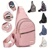Maxoner Stylish Chic Quilted Design Small sling chest bag for women, Trendy multi zipper pockets adjustable crossbody backpac...