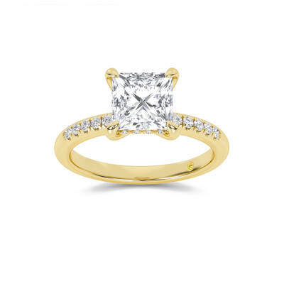 Aurelia Quarter Coverage Hidden Halo Princess Cut Lab Grown Diamond Engagement Ring | 14K Yellow Gold 3 7/8 CT. TW.