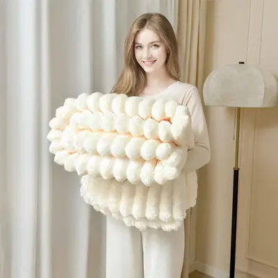 Solid Color Flannel Blanket, 1 Count Soft Comfortable Air-conditioned Room Throw, Home Office Travel Warm Nap Blanket, Holida...