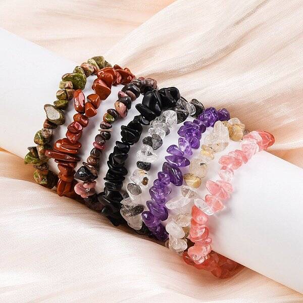 Chip Gemstone Stretch Beaded Bracelets for Kids