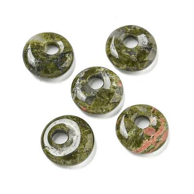 Natural Unakite Donut/Pi Disc Charms