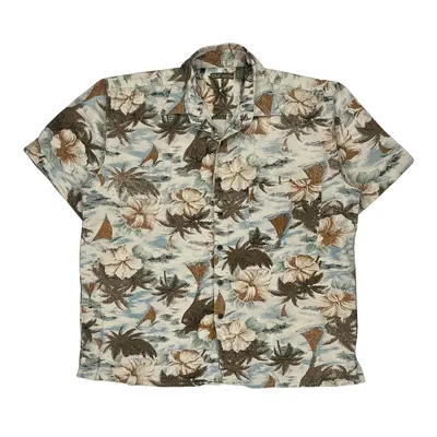 Silk Icon Floral Hawaiian Shirt - Large Multicoloured Silk