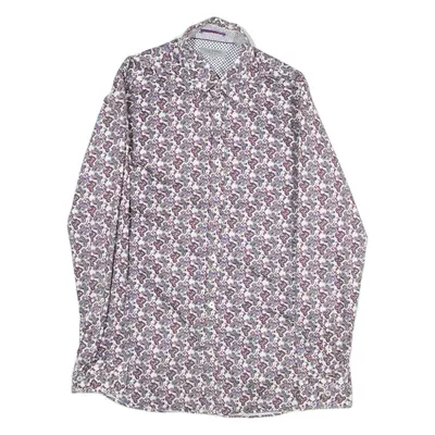 TED BAKER Mens Shirt Red Crazy Pattern Long Sleeve S
