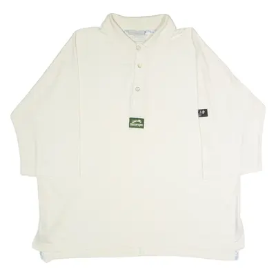 SLAZENGER Cricket Mens Polo Shirt Cream 90s 3/4 Sleeve L