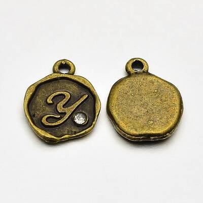 Antique Bronze Plated Alloy Rhinestone Charms