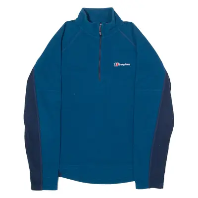 BERGHAUS Mens Fleece Blue Colourblock 1/4 Zip M