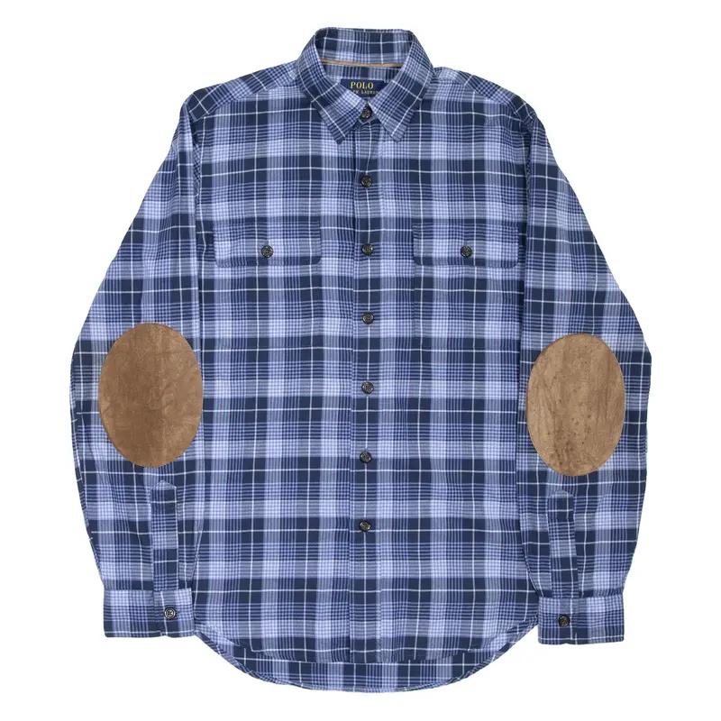 POLO RALPH LAUREN Mens Shirt Blue Check Long Sleeve S
