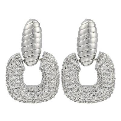 Square Clear Cubic Zirconia Dangle Earrings