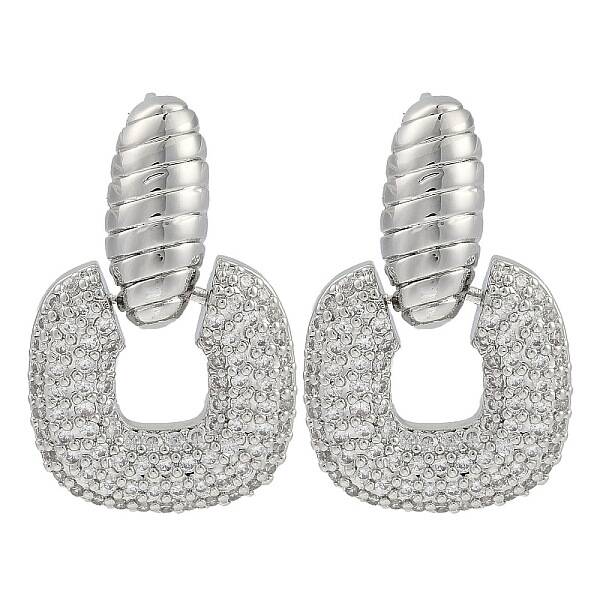 Square Clear Cubic Zirconia Dangle Earrings