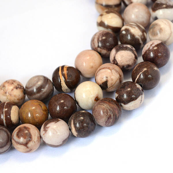 Natural Zebra Jasper Round Bead Strands