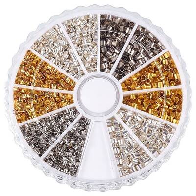 1 Box 3 Color Column Brass Crimp Beads for Jewelry Making Size 1.5-2x1.5-2mm