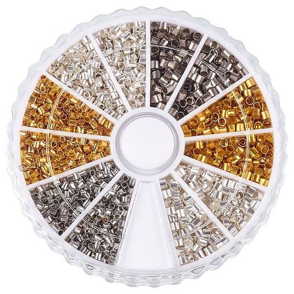 1 Box 3 Color Column Brass Crimp Beads for Jewelry Making Size 1.5-2x1.5-2mm