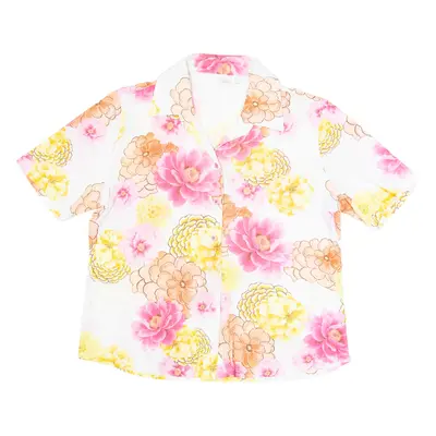 CASA BLANCA Womens Shirt Pink Button Neck Floral S
