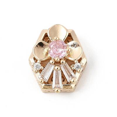 Brass Micro Pave Cubic Zirconia Beads