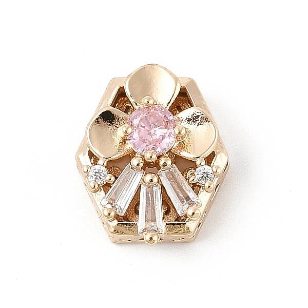 Brass Micro Pave Cubic Zirconia Beads