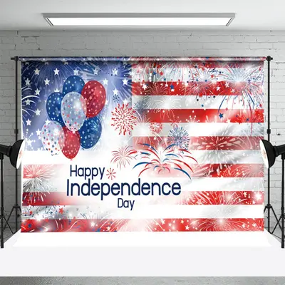 Sparkling Balloon Star Independence Day Backdrop - Aperturee