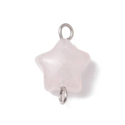 Natural Rose Quartz Connector Charms
