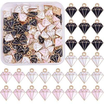90Pcs 3 Colors Alloy Enamel Charms