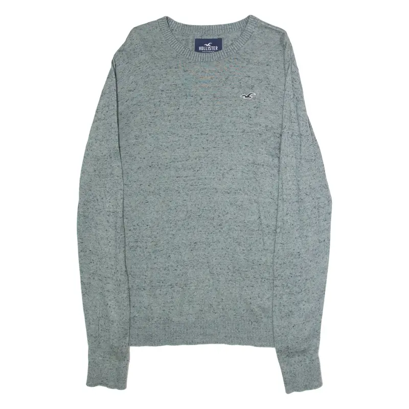 HOLLISTER Mens Patterned Jumper Green Crew Neck Tight Knit M
