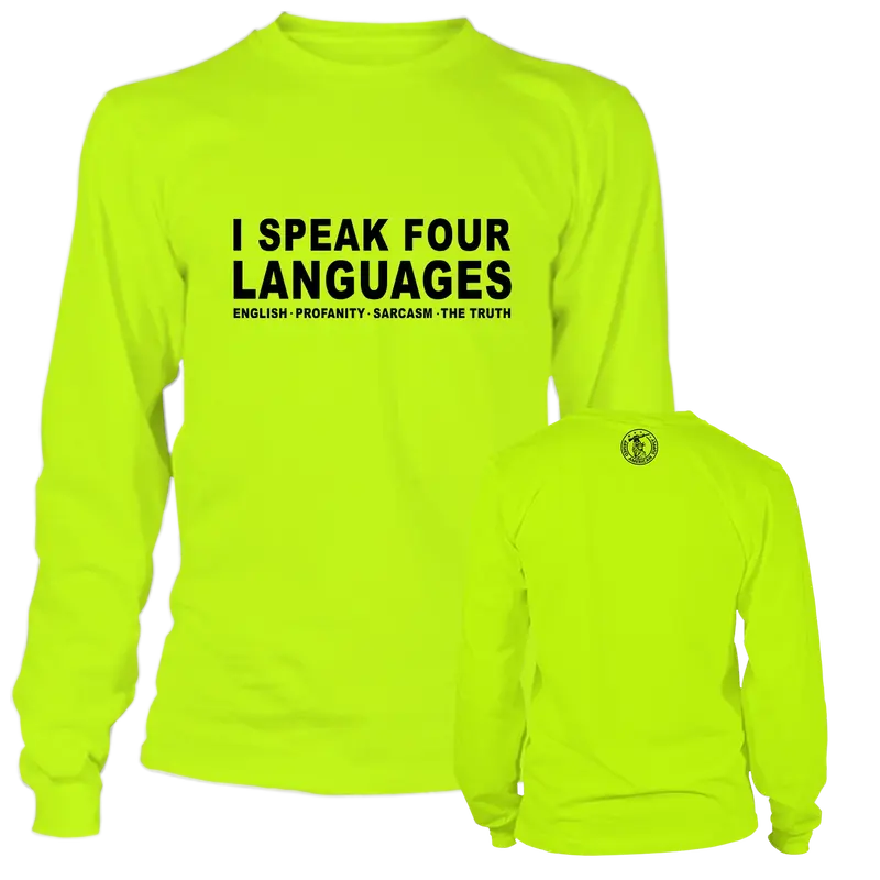 Four Languages - Long Sleeve Safety Yellow Hi-Vis
