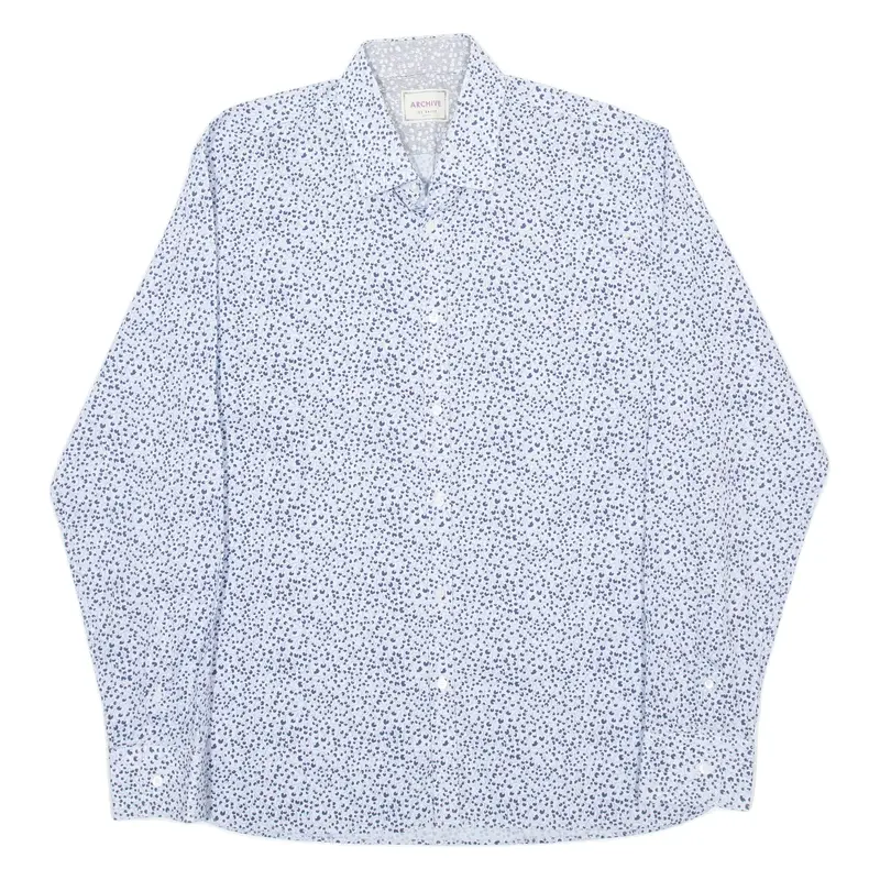 TED BAKER Mens Shirt Blue Floral Long Sleeve XL